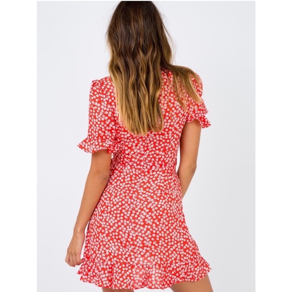 Princess Polly Poppy Moore Floral Mini Dress in Red Size 4 - Picture 4 of 9